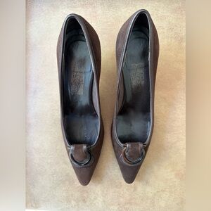 Salvatore Ferragamo Rasia Brown Suede 2" Kitten Heels